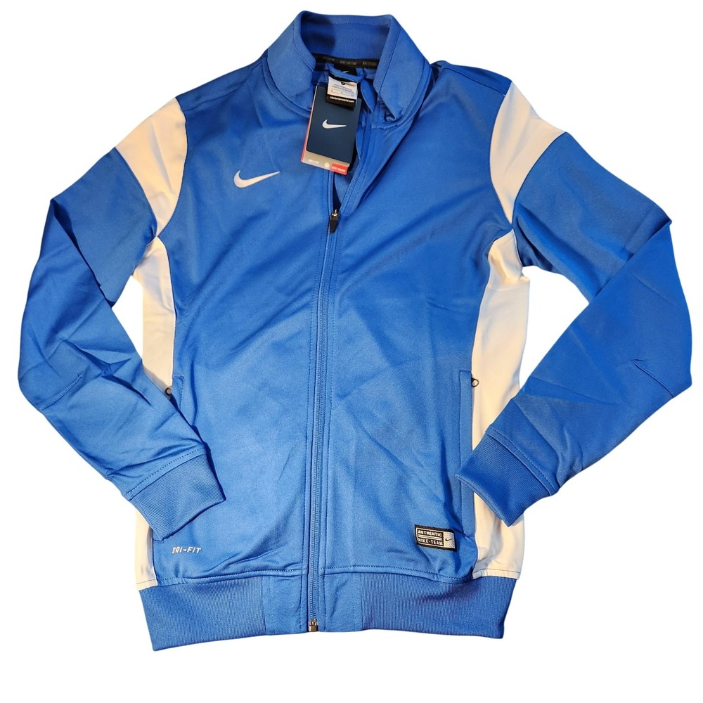 Nike Jacket Womens Small Blue White Dri Fit Full Zip Stay Warm Authentic‎ Team